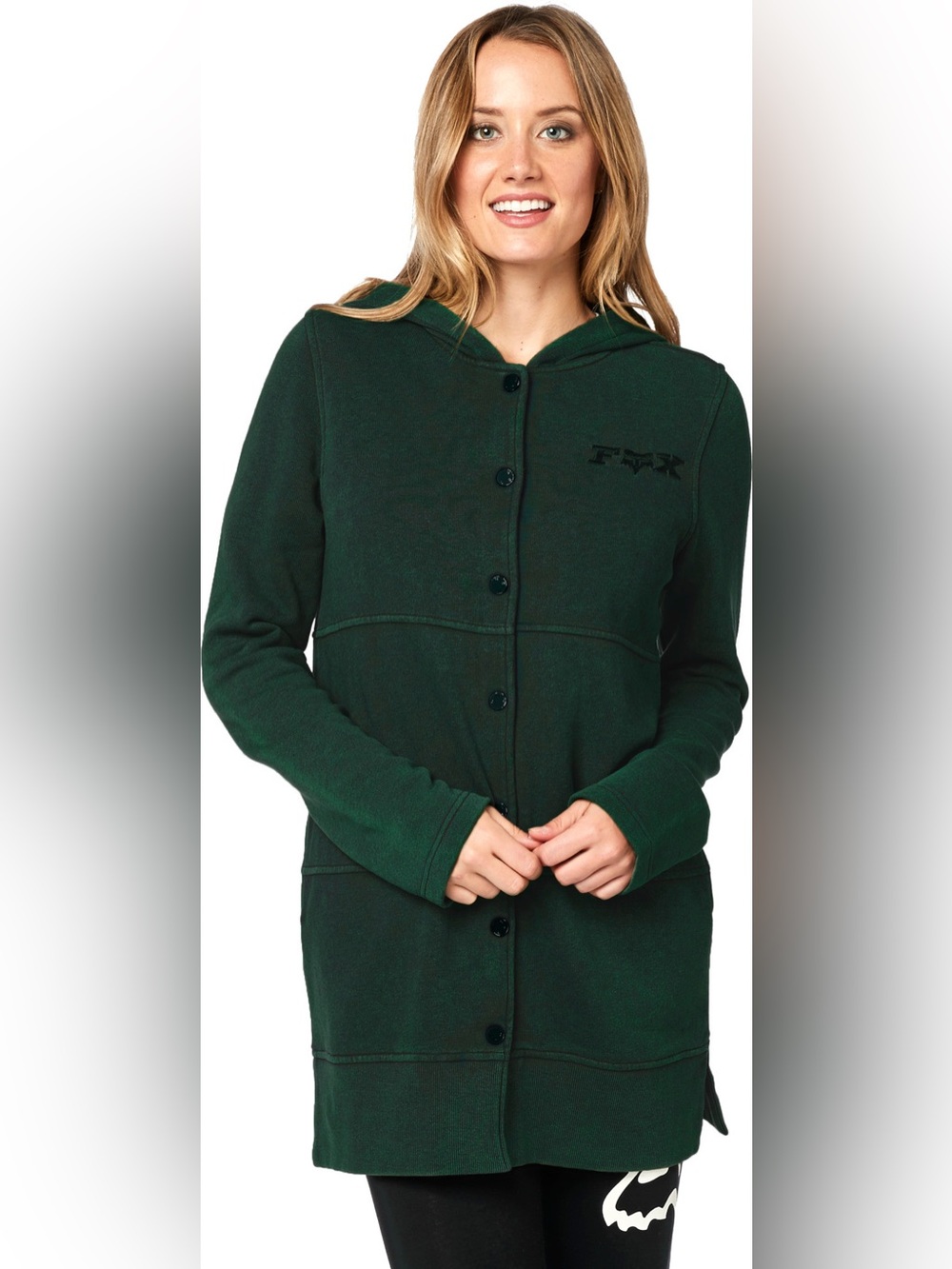 Fox Women's Forest Green Hooded Button-Up Tunic